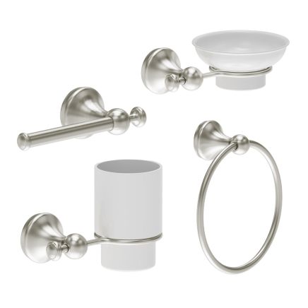 Warwick Brushed Nickel 4-Piece Traditional Bathroom Accessory Set