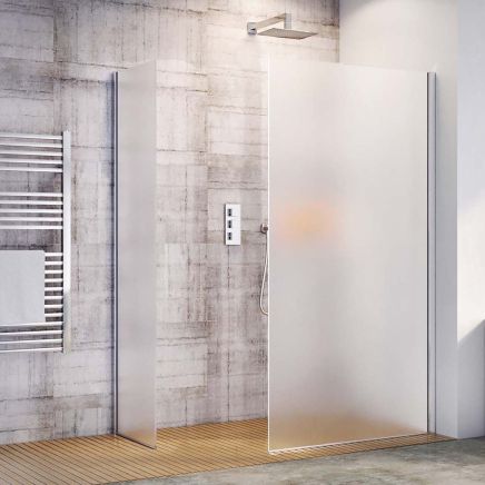 Oxford Chrome Frosted Glass Walk-In Wetroom Shower Screen 980mm