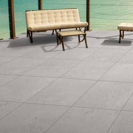 Pompeii White Outdoor Matt Porcelain Tile 900x600mm roomset