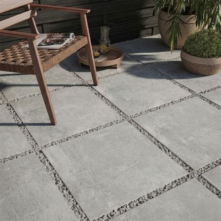 Gandi Concrete Gris Outdoor Porcelain Tile 610x610mm roomset