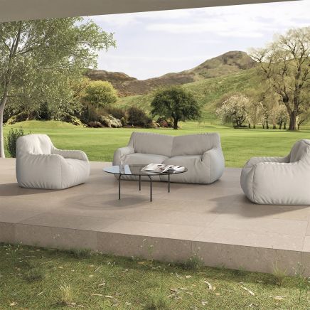 Javier Natural Beige Concrete Effect Matt Porcelain Outdoor Tile 605x905mm roomset