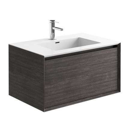 Snowdon Leached Oak Wall Hung Vanity Unit with White Basin 750mm