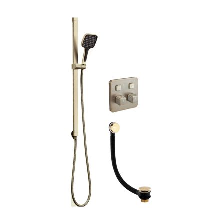 Flint Double Outlet Concealed Valve Shower Pack with Bath Filler - Champagne Gold