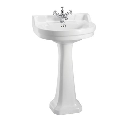 Burlington Edwardian Medium Round Basin & Pedestal 1 Tap Hole