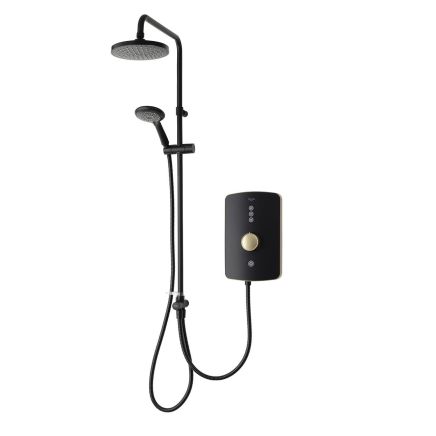 Triton Amala DuElec Matt Black Electric Shower, 9.5kw - Brushed Brass