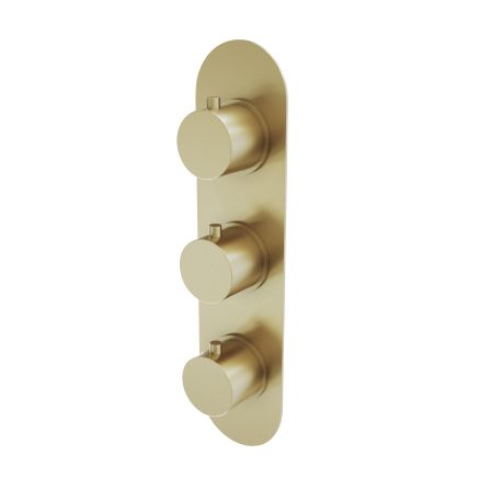 Elora Brushed Gold Round Concealed Thermostatic Shower Valve With Dual Outlet