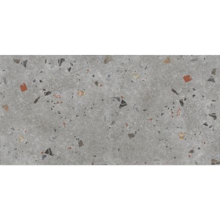 Bono Silver Grey Matt Porcelain Terrazzo Tile - 600x1200mm