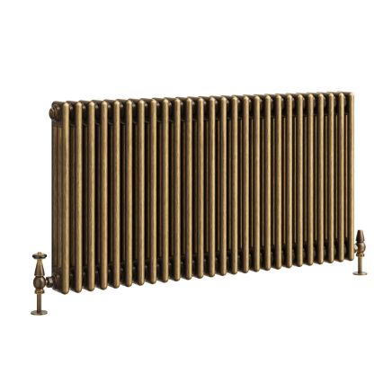 Clement Antique Brass Triple Horizontal Column Radiator - 600x1190mm