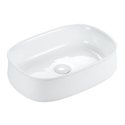 Talos White Curved Countertop Ceramic Basin