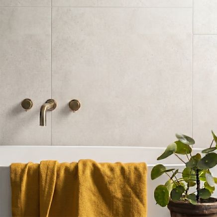 Brooks Bianco White Concrete Porcelain Tile 600x600mm 211229 roomset