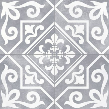 Xabia Silver Reverse Patterned Matt Porcelain Tile 452x452mm