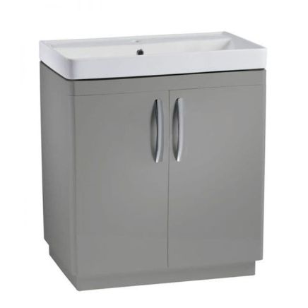 Tavistock Compass Gloss Light Grey Floor Standing Vanity Unit with Ceramic Basin 800mm