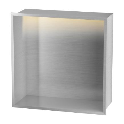 Montaro Brushed Chrome LED Shower Niche 300x300mm