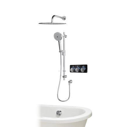 Aqualisa S3 Chrome Smart Digital Shower Triple Outlet (Slide Rail Kit with Fixed Wall Head) HP/Combi