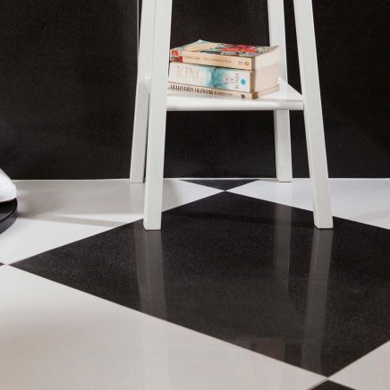 Discontinued clearance Stratton Black Semi-Polished Porcelain Tile 600x600mm swatch.