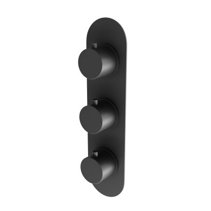Elora Matt Black Round Concealed Thermostatic Shower Valve With Dual Outlet
