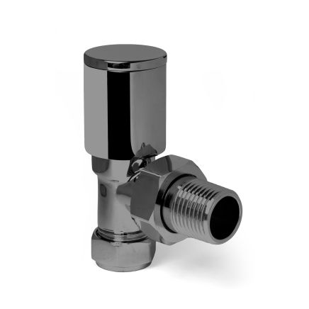 Round Gunmetal Angled Pair of Radiator Valves