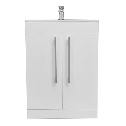 Apex Gloss White Floor Standing Vanity Unit & Ceramic Basin 615mm
