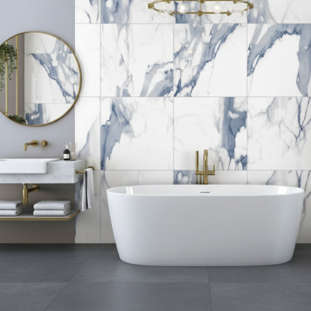 Stockholm Blue Gloss Porcelain Tile 600x600mm