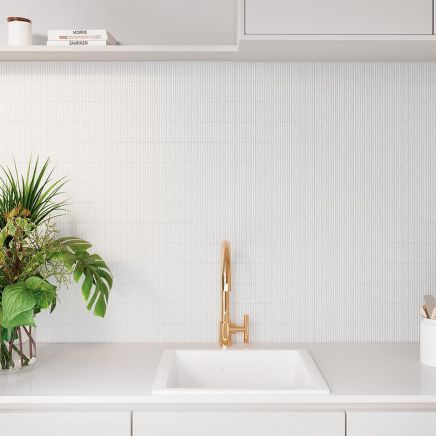 Viera Blanco White Ribbed Matt Ceramic Brick Tile - 75x300mm