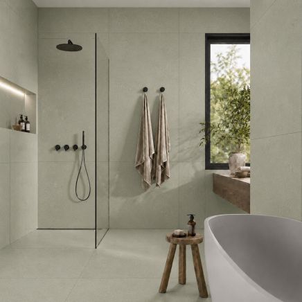 Medusa Savia Green Matt Stone Effect Tile 900x900mm