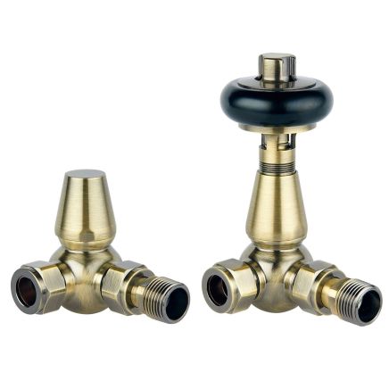 Wooden Head Corner Pair of Radiator Valves