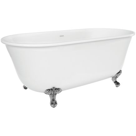 Bali White Freestanding Acrylic Bath On Chrome Feet 1800x865mm