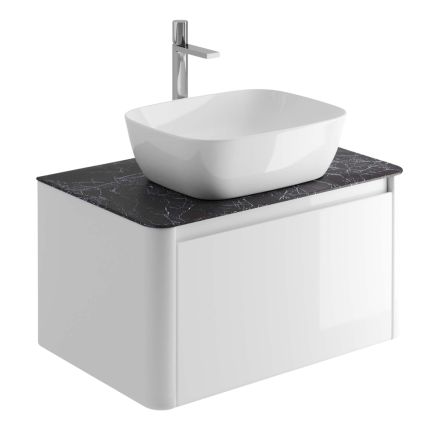Callerton Gloss White Wall Hung Vanity Unit with Italian Slate Worktop 750mm