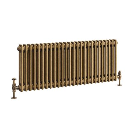 Clement Antique Brass Double Horizontal Column Radiator - 400x1190mm