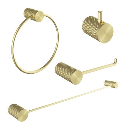 Moray Champagne Gold 4-Piece Knurled Bathroom Accessory Set