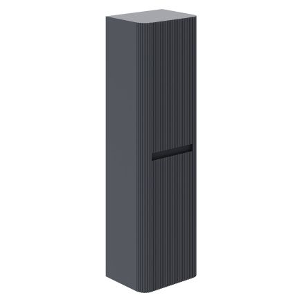 Wish Ribbed Charcoal Wall Hung Tall Storage Cabinet