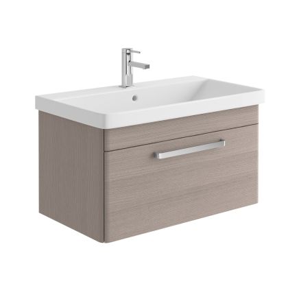 Esk Stone Grey Wall Hung Vanity Unit and Basin with Chrome Handles 800mm