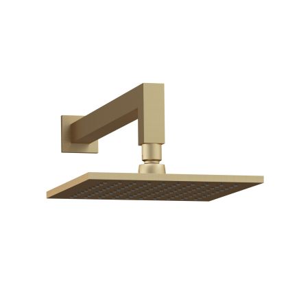 Brushed Gold Square 200mm Shower Head and Arm