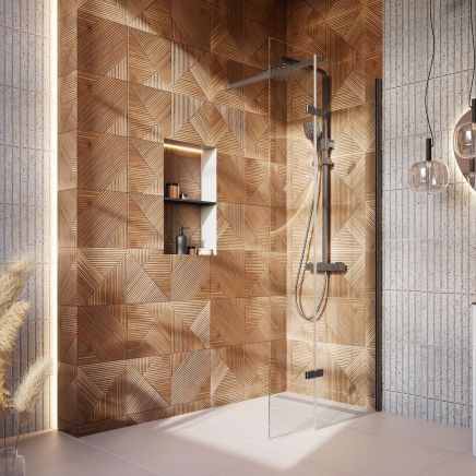 Royle Gunmetal Wetroom Shower Screen with Hinged Panel
