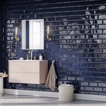 Metro Colbalt Blue Ceramic Brick Tile 100x200mm