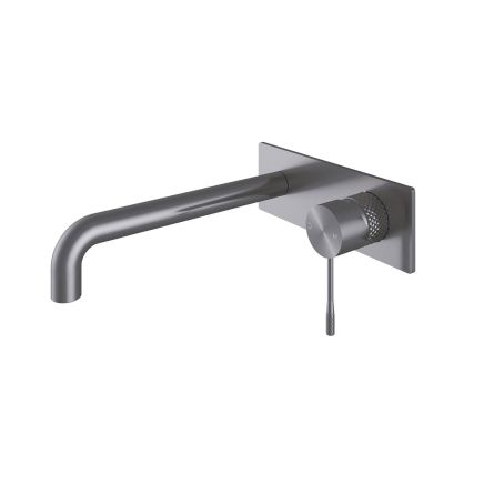 Moray Gunmetal single lever bath mixer tap featuring a textured knurled detailing