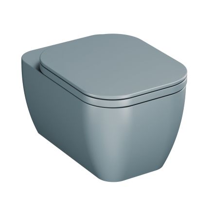 Micheli Matt Grey Rimless Wall Hung Toilet with Soft Close Seat