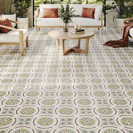 Acropolis Taupe Matt Porcelain Patterned Tile 223x223mm