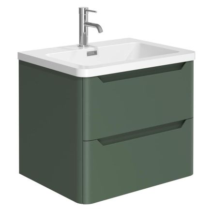 Ellis Wall Hung 500mm Vanity Unit in Forest Green with Basin