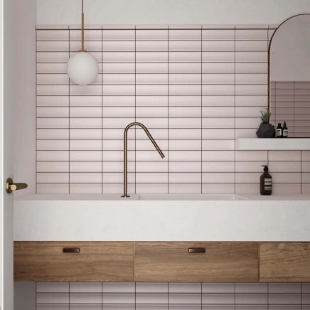 Valencia In Fair Pink Gloss Ceramic Tile 200x65mm