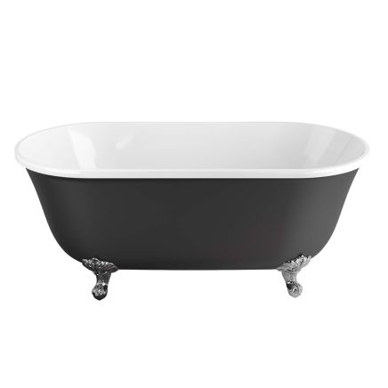 Bali Black Freestanding Acrylic Bath with Chrome Feet 1800x865mm