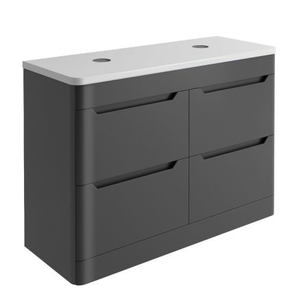 Ellis Floor Standing 1200mm Vanity Unit in Charcoal Grey with White Worktop