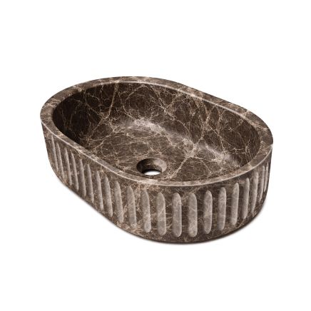 Marzio Emparador Dark Honed Marble Oval Ribbed Basin 212991