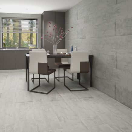 Kingsley Rigid Core SPC Gris Concrete Vinyl Flooring 305x610mm