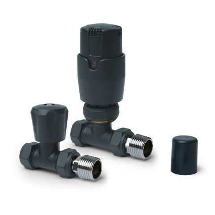 Thermostatic Anthracite Straight Pair of Radiator Valves