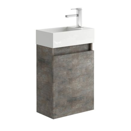 Compact Metallic Wall Hung Cloakroom Vanity Unit 390mm
