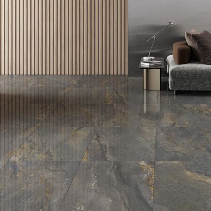 Duomo Dark Grey Marble Polished Porcelain Tile 600x1200mm