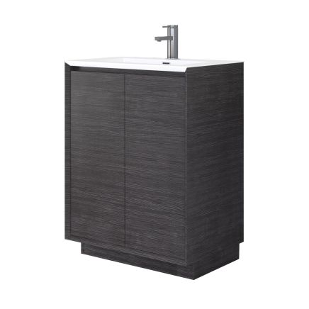 Snowdon Leached Oak Floor Standing Vanity Unit with White Basin 600mm
