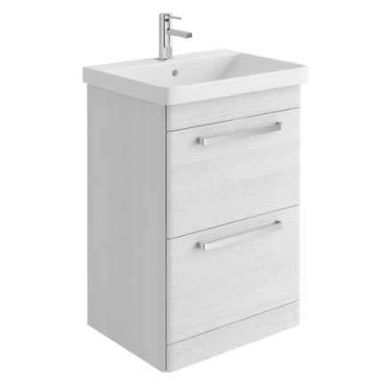 Esk White Floor Standing Vanity Unit and Basin with Chrome Handles 500mm