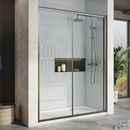 Fabio Gunmetal Sliding Shower Door 1400mm